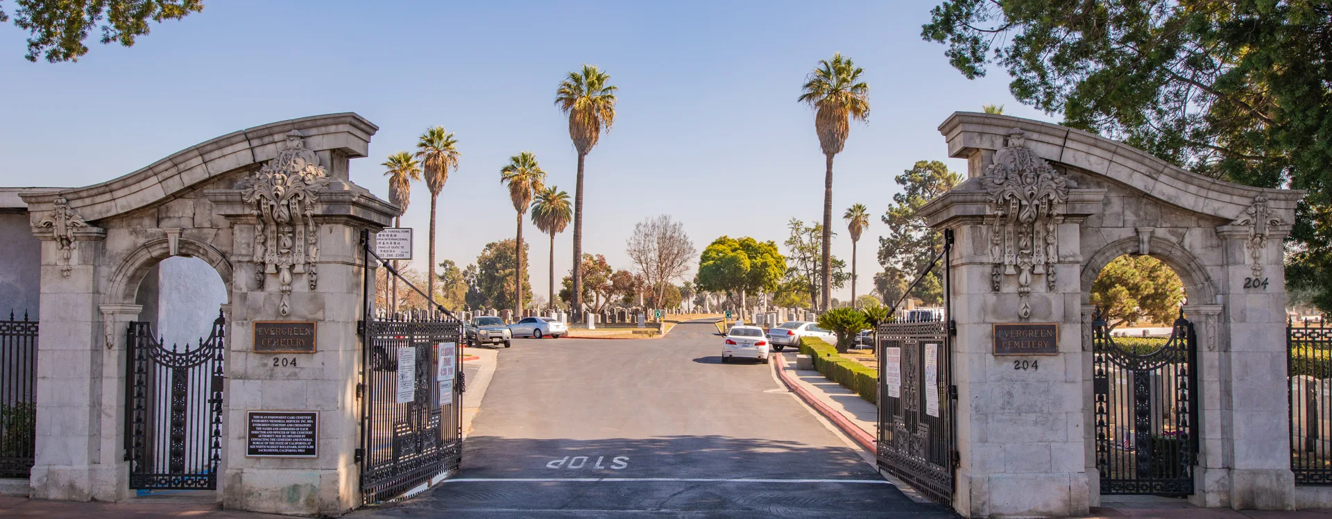 Entrance to Evergreen Cemetery in Los Angeles